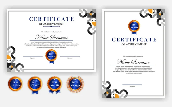 Moderno Certificado Simples Design Certificado Luxo Geométrico — Vetor de Stock