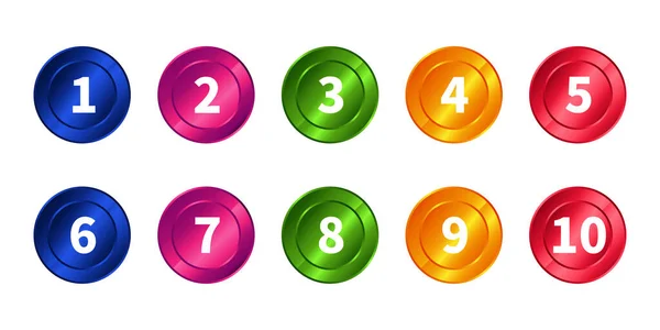 Numéros Colorés Une Dix Collection — Image vectorielle