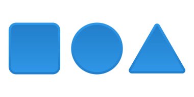 mavi daire, kare ve üçgen düğmeler