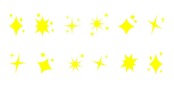 Gelb Funkelnde Sternenkollektion — Stockvektor