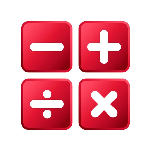 Moins Signes Carrés Rouges Multiplication Division — Image vectorielle