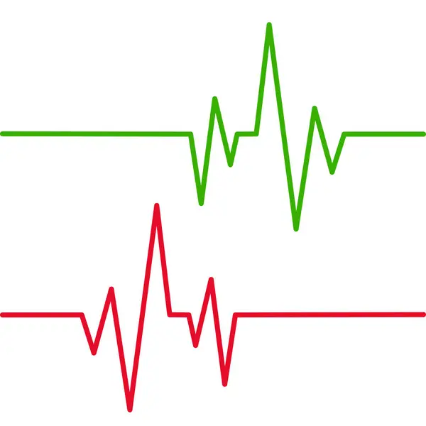 Vector Red Green Line Heart Rate Icon — Stock Vector