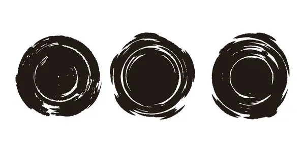ブラックグラウンジの丸い形状のコレクション 円インクブラシストローク ストックイラスト