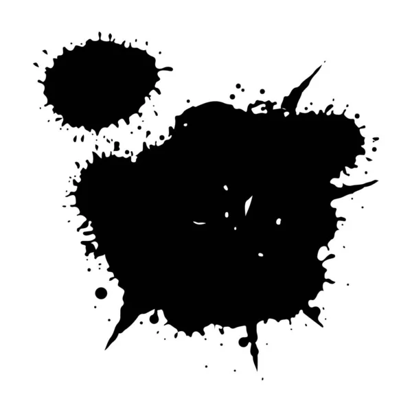 Black Splash Collection Ink Stain Spray Paint Shape Stain Set — Stock Vector