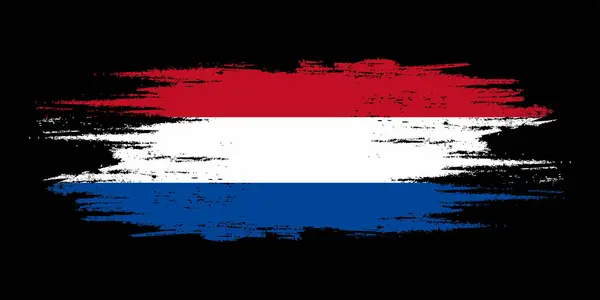 オランダのブラシの旗 オランダの旗のブラシの水彩旗の設計要素 ストックベクター