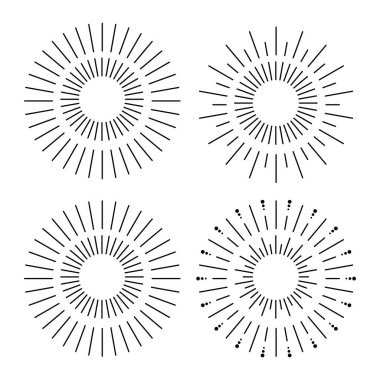 Güneş ışığı, parlaklık ve kırılan simgeler koleksiyonu
