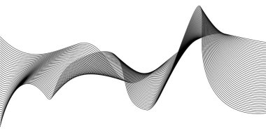 Karışık efektli kıvrımlı çizgiler. Beyaz arka planda teknoloji soyut çizgileri. frekans ses dalgaları