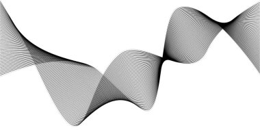 Karışık efektli kıvrımlı çizgiler. Beyaz arka planda teknoloji soyut çizgileri. frekans ses dalgaları