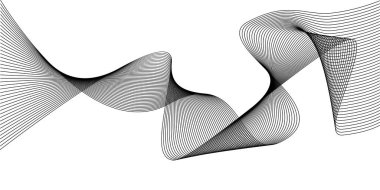 Karışık efektli kıvrımlı çizgiler. Beyaz arka planda teknoloji soyut çizgileri. frekans ses dalgaları
