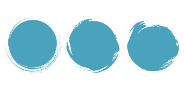 Grunge mermilerinin ve dairelerin mavi renkli vektör koleksiyonu.