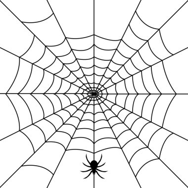 Asılan Örümceklerle Karmaşık Örümcek Ağı Silüeti