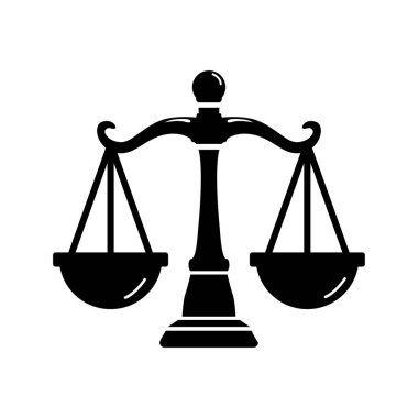 Scales of justice icon law balance concept silhouette clipart