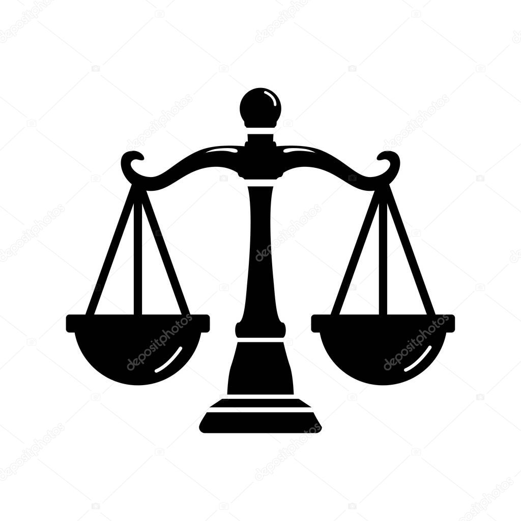 Scales of justice icon law balance concept silhouette