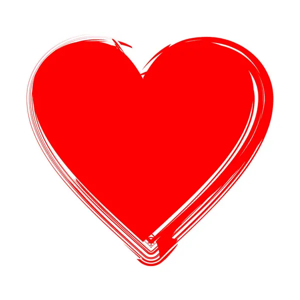 Fırça darbelerinden yapılmış kırmızı aşk kalbi