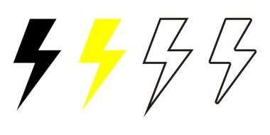 Şimşek simgesi koleksiyonu. yıldırım sembolü.