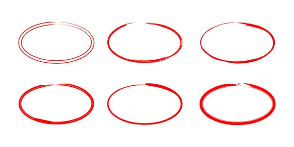 el çizilmiş kırmızı daire çizgileri koleksiyonu