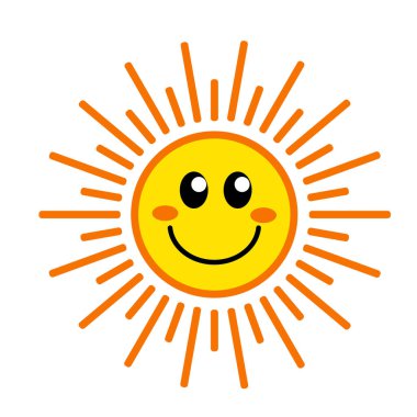 Sevimli sarı güneş çıkartması, gülümsemeli.