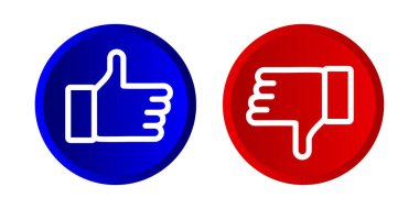 Kırmızı ve mavi daireli başparmak simgesi gibi veya değil