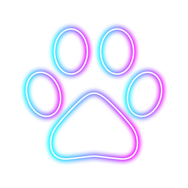 Işıkta parlayan neon pembe ve mavi kedi ayak izi ikonu