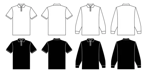 Kısa ve uzun kollu polo gömlekler. Gömleğin önü ve arkası