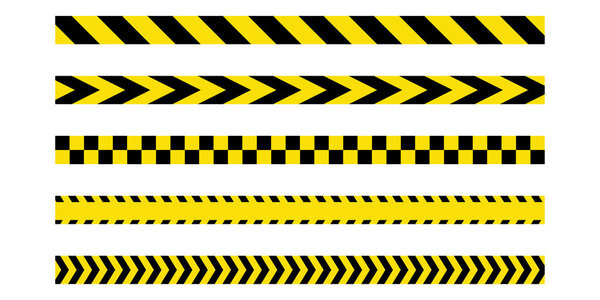 коллекция черно-желтых полосатых лент опасности