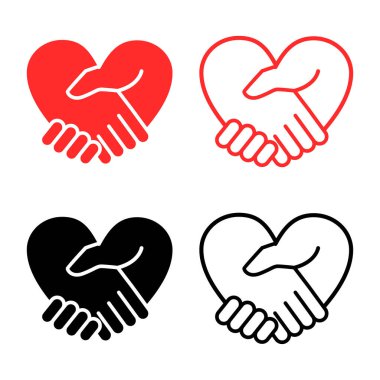 Kalp şeklinde bir tokalaşma ikonu. Arkadaşlık veya ortaklık simgesi