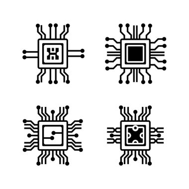 Devre panosu simgesi koleksiyonu. Çip simgesi