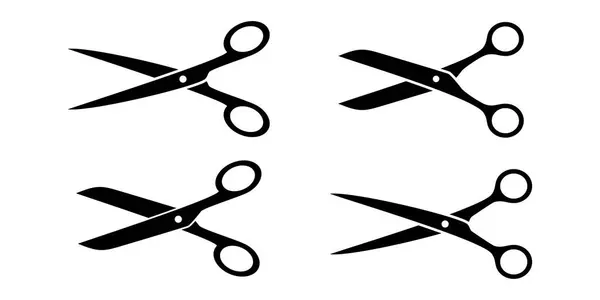 Beyaz arkaplanda siyah makas koleksiyonu