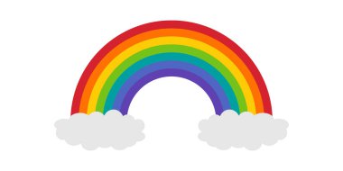Renkli gökkuşağı ve bulut simgesi
