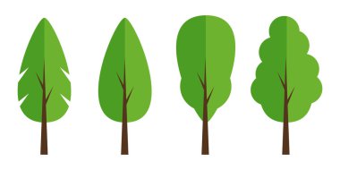 Yeşil ağaç simgesi koleksiyonu seti.
