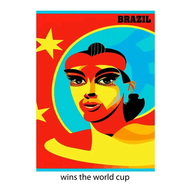 Brasil Vence Copa Mundo Meu Novo Design Confira Vetor Eps —  Vetores de Stock