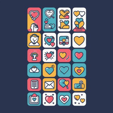 Çevrimiçi renk tarih çizgisi simgeleri ayarlandı. Modern grafik tasarım kavramları, basit ana hatlar ögeleri koleksiyonu. Vektör renk çizgisi simgesi