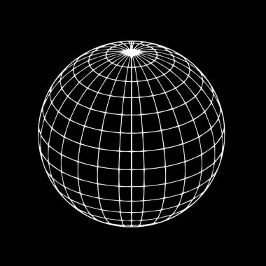 Siyah arkaplanda tel çerçeve küre vektörü