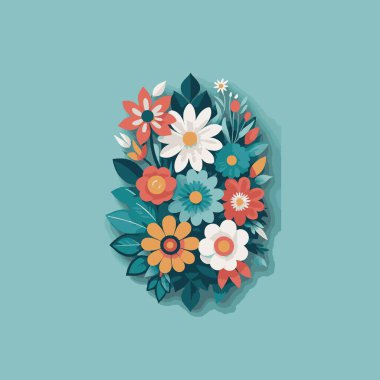 Temiz çizgiler ve geometrik ahenkle oluşturulmuş soyut vektör çiçekli elementler.