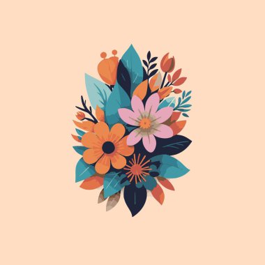 Temiz çizgiler ve geometrik ahenkle oluşturulmuş soyut vektör çiçekli elementler.