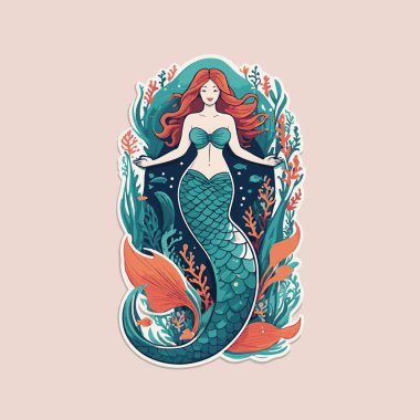 Kalın bir alıntı ile sarmalanmış denizkızı kuyruğunun modern düz çizimi biçimlendirilmiş el yazısı ile Balık Denizi 'nde bir denizkızı ol. 