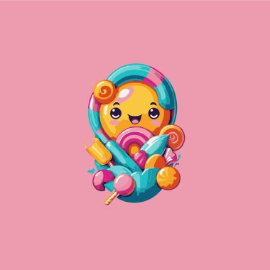 Şakacı titreşimli şeker renginde tipografi.