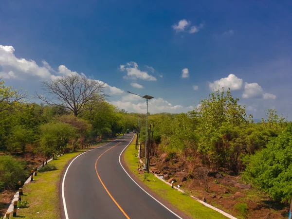 Luftaufnahme Einer Straße Zwischen Den Wäldern Nationalpark Situbondo Ostjava — Stockfoto