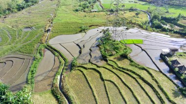 Endonezya, Orta Cava 'daki Ungaran köyünün hava görüntüsü