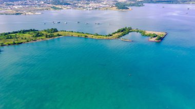 Batam, Sumatra, Endonezya 'daki adaların hava görüntüleri
