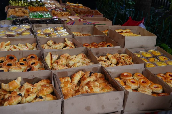Straßenfotos Von Kuchen Auf Dem Wochenmarkt Jakarta Indonesien — Stockfoto