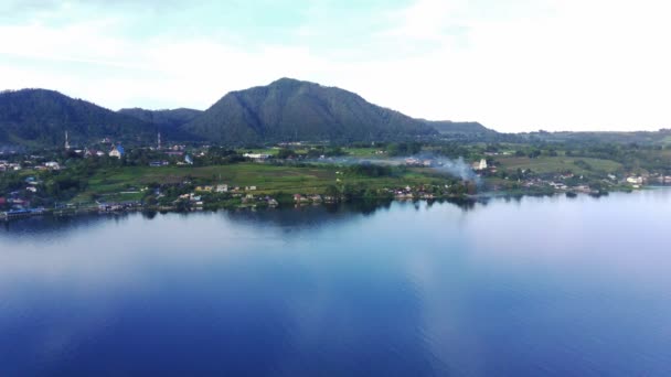 Luchtfoto Van Stad Balige Noord Sumatra Indonsië — Stockvideo