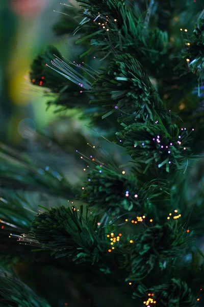 Close Christmas Tree Bokeh Background Selective Focused Defocused — Stock Photo, Image