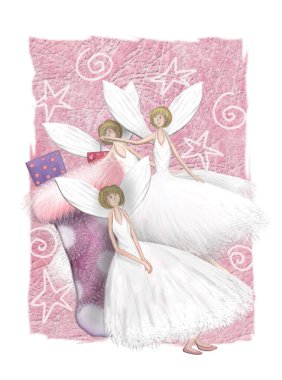 Yumuşak renkli Noel çerçeve tasarımlı melekler