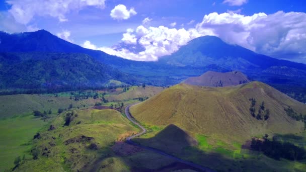 Aerial View Kawah Wurung Grass Lands Bondowoso East Java Indonesia — Wideo stockowe