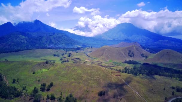 東ジャワ州ボンドロソソにあるKawah Wurung草の土地の空中ビュー インドネシア ドローン映像 — ストック動画