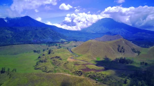 Aerial View Kawah Wurung Grass Lands Bondowoso East Java Indonesia — Video Stock