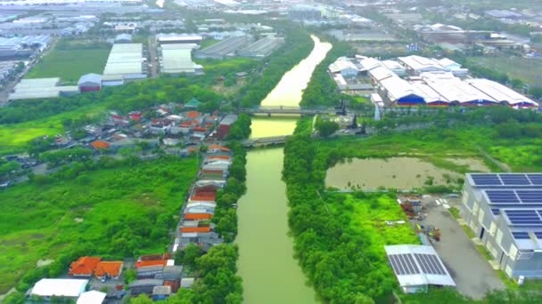 Flying River Lamong East Java View Industrial Estates River Banks — Vídeo de Stock