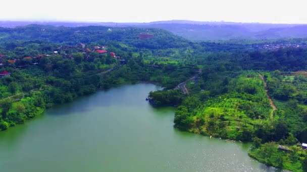 Aerial Flyover Jatibarang Reservoir Dam Semarang Central Java Indonesia Drone — Stock video