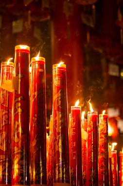 23 January 2023. Giant Candles at Sam Poo Kong. Semarang, Indonesia. In door night photography.